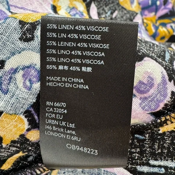 Free People Summer In Tulum Boho Linen Tunic Top Mini Dress Black Purple Medium - Picture 12 of 13